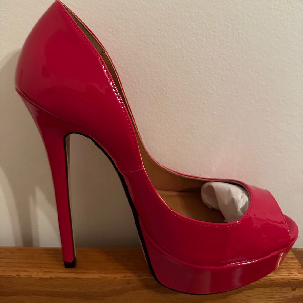 Platform High Heels Peep Toe Red Stiletto Pumps